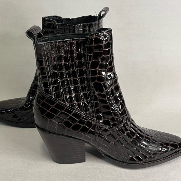 Aqua Star Boots Women's Size 6.5M Brown Croc Embossed Western Style Boots - Picture 1 of 7